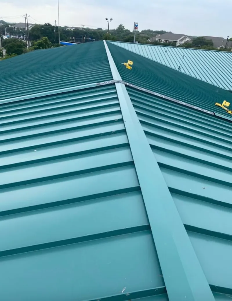 Green commercial metal roof ridge and valley for Metal Roof Repair in Pompano Beach